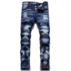 Jeans Pour Hommes Printemps Été Slim Break Imprimé Jeans Designer Casual High Street Pantalon Y23