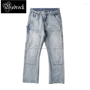 Jeans masculin mbbcar hommes 14oz la lime à la lim de lim lavé b01 pantalon de bootcut de carpender double galerie pantalon à fond de cloche