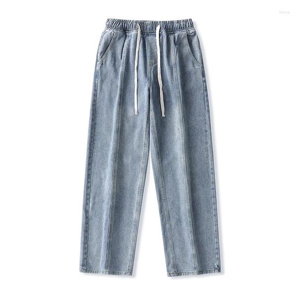 Jeans para hombres Hombres 2023 Estilo Gradiente recto Casual Pierna ancha Pantalones de cintura elástica media Pantalones masculinos Tamaño 3XL