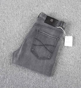 Heren jeans heren 2024 elastisch mode-borduurwerk maat 29-42 rechte lange broek elasticiteit op maat gemaakt lederen label