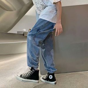 Jeans pour hommes Hommes 2022 Style Tie-Foot Trendy Marque Pantalon à jambes larges Ins High Street Retro PantsMen's