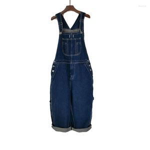 Heren jeans heren denim overalls plus maat 46 48 50 mode big pocket jumpsuit retro shorts blauw slabibeen broek