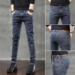 Heren jeans heren herfst/winter mid-taist high-end stretch slanke slanke potlood casual pantsmen's