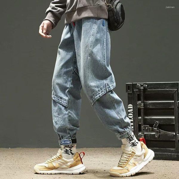 Jeans pour hommes Hommes Printemps Automne Mode Pantalon ample Denim Couture Pantalon de couleur unie Casual Vintage Mâle Bas Plus Taille S-5XL