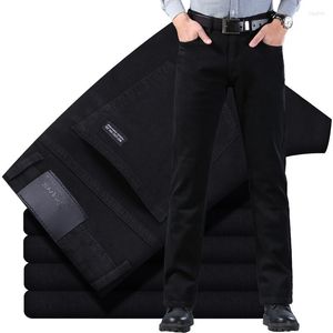 Jeans Homme Coupe Droite Coupe Droite Simple Vêtements Décontractés Poids Moyen Coton Stretch Noir