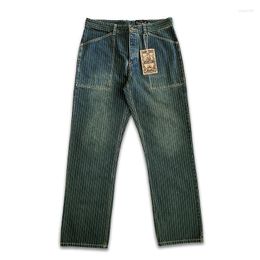 Jeans pour hommes Vintage Indigo Striped Wabash Distressed Wash Amekaji Denim Motos Salopettes Lounge Pants