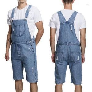 Jeans pour hommes Denim à bretelles vintage pour hommes avec trou Shorts One-Piece Working Bib Top PantsMen's