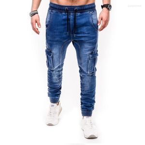 Jeans pour hommes pantalons de survêtement en Denim lavé pour hommes printemps automne multi-poches Cargo pantalon coréen mode vêtements Baggy hommes Street Wear