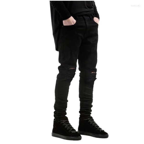 Jeans pour hommes Hommes Noir Ripped Skinny Hip Hop Swag Denim Rayé Biker Joggers Pantalon Designer Pantalons Hommes Hommes Heat22