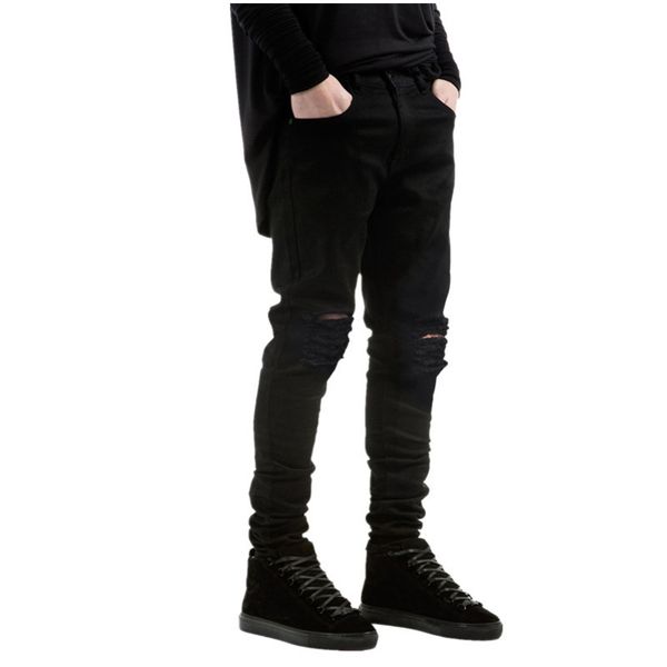 Jeans para hombres Hombres Black Ripped Skinny Jeans Hip Hop swag Denim Scratched Biker Jeans Joggers pantalones Famoso diseñador de marca Hombres Pantalones 220827