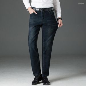 Jeans pour hommes hommes marque haute qualité coton Slim Fit pantalon droit hommes lavé taille moyenne Stretch pantalon en Denim décontracté