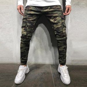 Jeans pour hommes Hommes 'Motif de camouflage Multi Pocket Design Biker Hommes Casual Stretch Petit Pied Crayon Pantalon Plus Taille