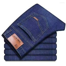 Jeans pour hommes hommes classique coupe régulière polaire noir bleu hiver décontracté affaires stretch baggy pantalon mâle marque plus pantalon de velours