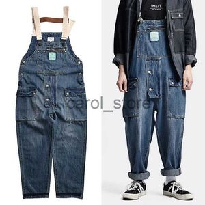 Jeans pour hommes Vêtements pour hommes 2022 Salopette en jean bleu vieilli Pantalon cargo pour hommes Old School Easy Chic Worker Pantalon à bavette multi-poches J230806