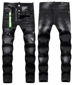 Herenjeans HEREN Cool Guy zwarte klassieke man hiphop moto herenontwerp gescheurde denim biker DSQ 1056 grote maat 40