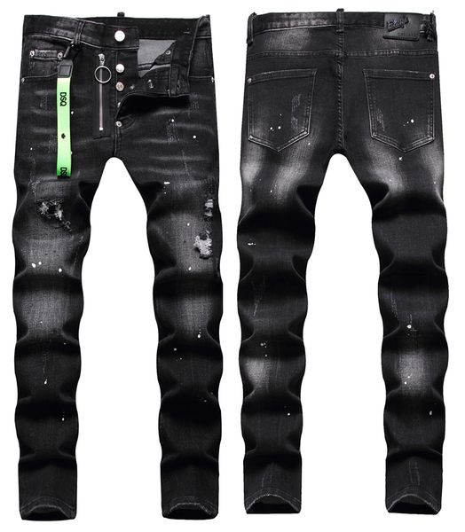 Jeans pour hommes Hommes Cool Guy Noir Classique Homme Hip Hop Moto Mens Design Ripped Denim Biker DSQ 1056 grande taille 40