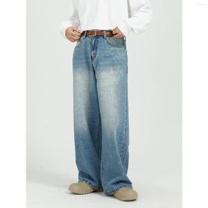 Jeans para hombres hombres de mezclilla pantalones holgados para hombre hip hop coreano streetwear y2k raver suelto todo coincidente con la pierna ancha recta 283