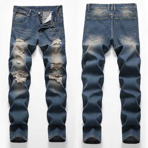 Jeans masculin en jeans de denim de pantalon en ruine pour hommes