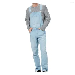 Heren jeans heren denim overalls slabbetje zacht ademende jumpsuit met suspender lange broek voor niet-fading vaste kleur