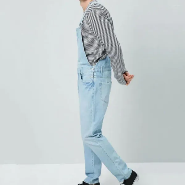 Jeans para hombres Hombres Denim Monos Mono suave y transpirable con tirantes Pantalones largos Babero multibolsillo para mayor comodidad