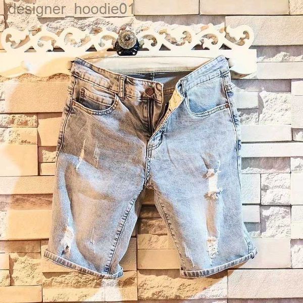 Jeans pour hommes Hommes Denim Pantalons Shorts Version coréenne Slim-Fit Droite Casual Super Hot Street Wear Cinq points L230916