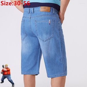 Pantalones vaqueros para Hombre, pantalones cortos de mezclilla, verano, azul, de talla grande, grande, 44, 46, 48, 52, 56, pantalones cortos para Hombre, cintura alta, estirados, Masculino