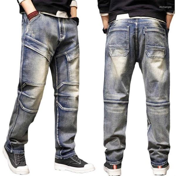 Jeans pour hommes hommes en détresse grande poche lâche baggy denim pantalon droit-jambe tactique homme cargo taille 29-44