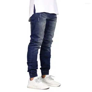 Jeans pour hommes Hommes Pantalons crayon en détresse Denim Poches Streetwear Taille moyenne Lavage Slim Zipper Plat Légère Strech Longueur de la cheville