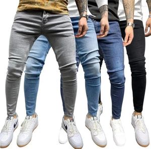 Jeans pour hommes hommes élastique denim couleur unie en plein air crayon serré pantalons longs pantalons décontractés mince en gros personnalisé