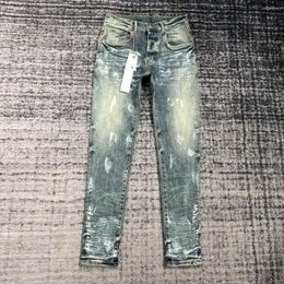 Jeans para hombres Hombres Moda Marca Estilo Pintado Tinta Slim Casual Retro Azul Juventud