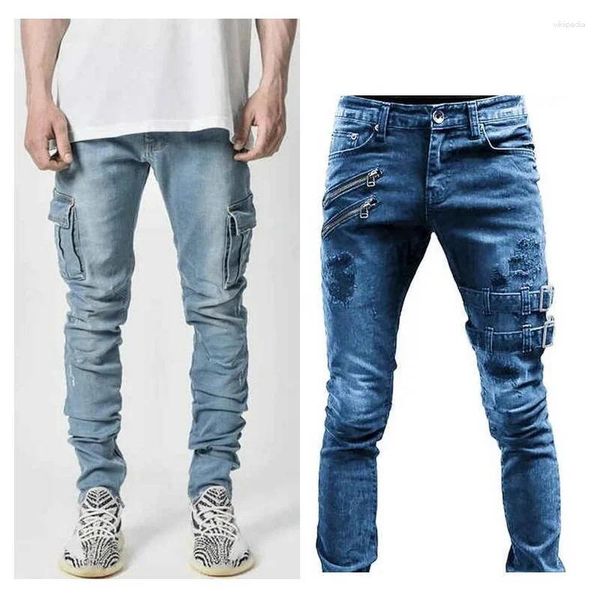 Jeans para hombres Hombres Fashion Elástico Pequeño Papas de pie del pie