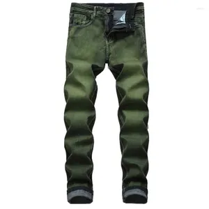 Jeans para hombres hombres pantalones rectos verdes