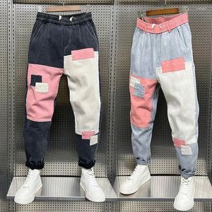 Pantalones vaqueros para hombres Hombres Harajuku Hip Hop Streetwear Diseñador Marca Harem Pantalones al aire libre Casual Empalme Pantalones Moda Ropa masculina