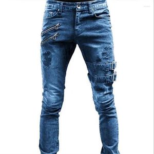 Jeans pour hommes Hommes Taille Haute Mode Jean Printemps Été Boyfriend Moto Street Wear Skinny Casual Denim Pantalon Pantalon Droit