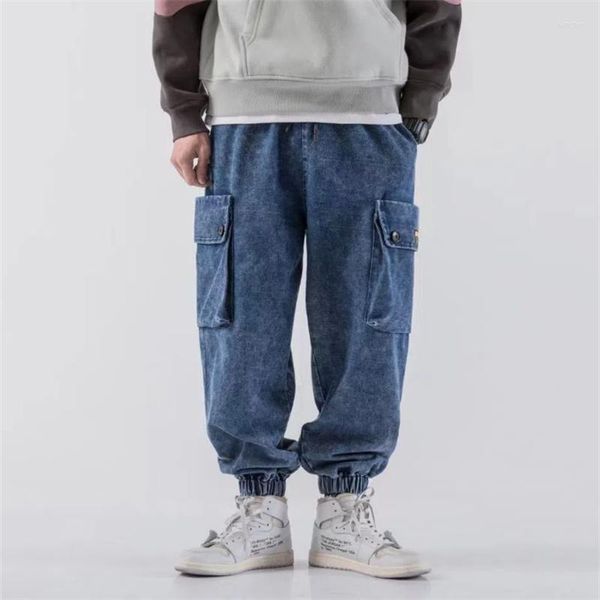 Hommes Jeans Hommes Hip Hop Streetwear Joggers Lâche Cargo Pantalon Casual Mode Poche Bleu Denim Pantalon Para Hombre