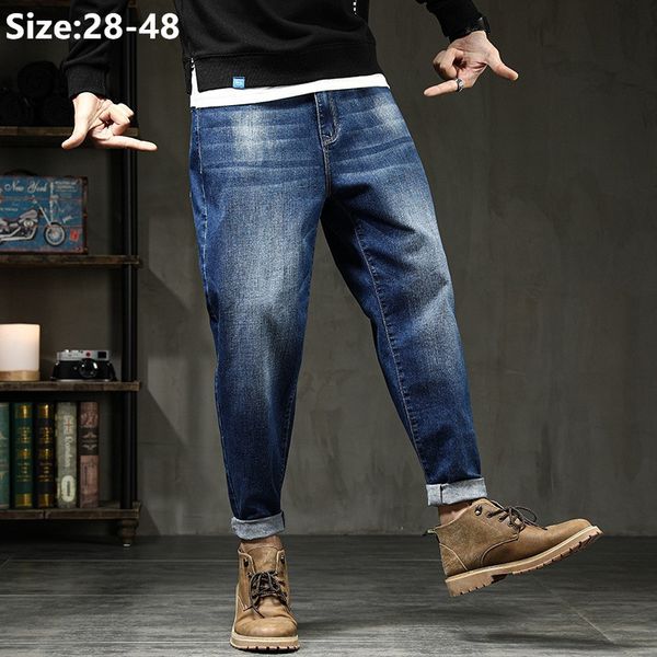 Jeans pour hommes Hommes Jeans Noir Denim Bleu Crayon Lâche Stretch Garçons Plus Taille Pantalon Taille Haute Cool Cowboy Pantalon Classique 230506