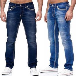 Jeans pour hommes Hommes Jeans Noir Pantalon Droit Printemps Autn Poches Denim Casual Tousers Bleu Clair Haute Qualité Streetwear Jeans MenL231011