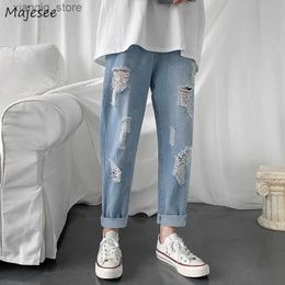 Jeans pour hommes jeans hommes plus taille 5xl trouble de trou de la cheville de longueur de la cheville