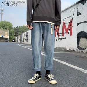 Jeans pour hommes jeans hommes solides simples lâches lavées insibanes coréen loisir fashion populaire pantalon de printemps populaire streetwear l49