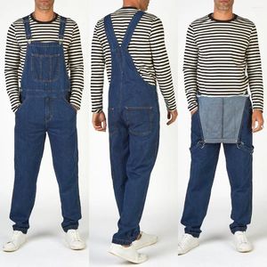 Jeans para hombres Jumpsuits outas de mezclilla Mid -Wist Pockets One Piece Casual Pencil Pithen Lavado de safari Longitud de tobillo