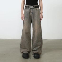 Jeans pour hommes Hommes Lâche Casual Lavé Jaune Denim Marque De Mode Baggy Pantalon Mâle Streetwear Vintage Pantalon Y2k Vêtements