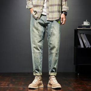 Jeans pour hommes coupe ample rétro bleu foncé 2023 automne et hiver pantalons à jambes larges Denim pantalons vêtements Baggy pantalons pour hommes