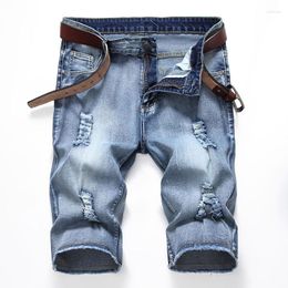 Jeans pour hommes hommes moto Denim court Shorts décontracté és déchiré Stretch régulier Streetwear Hip-hop vieux pantalon grande taille
