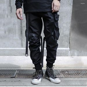 Heren jeans heren broek broek parachutist joggers met banden techwear ninjawear darkwear edel