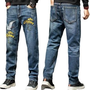 Heren jeans mannen gepersonaliseerde geborduurde losse baggy denim broek rechte pijlen jong man street plus mize 28-40