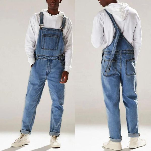 Jeans para hombres Hombres Bolsillo General Mono Streetwear Suspender Pantalones Baggy Denim Harajuku Pantalón suelto Pantalones largos transpirables