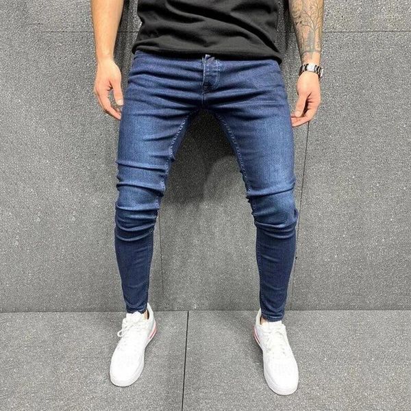 Jeans pour hommes Hommes Pure Color Slim Denim Pantalon Vintage Wash Black Hip Hop Crayon Pantalon de travail Skinny Stretch S-3XLMen's Heat22