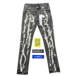 Jeans pour hommes Hommes Purple Brand Low Rise Skinny Jean P001 Black Spill Bleach Paint 231129HR3I