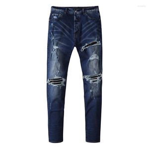 Jeans pour hommes Prêt-à-porter Denim Skinny Slim Super Stretch Distressed Ripped Distressing Pantalon Détruit Trous Pantalon