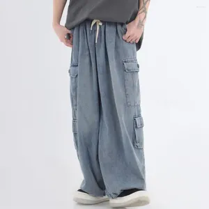 Jeans masculin pantalon en jean élégant en ajustement élégant avec des poches multiples de taille élastique pour pantalon de style houblon